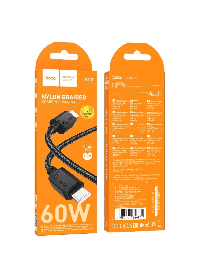 Hoco X113 Beneficio 60W USB-C to USB-C Fast Charging & Data Cable – Power Delivery (PD) Support - Image 3